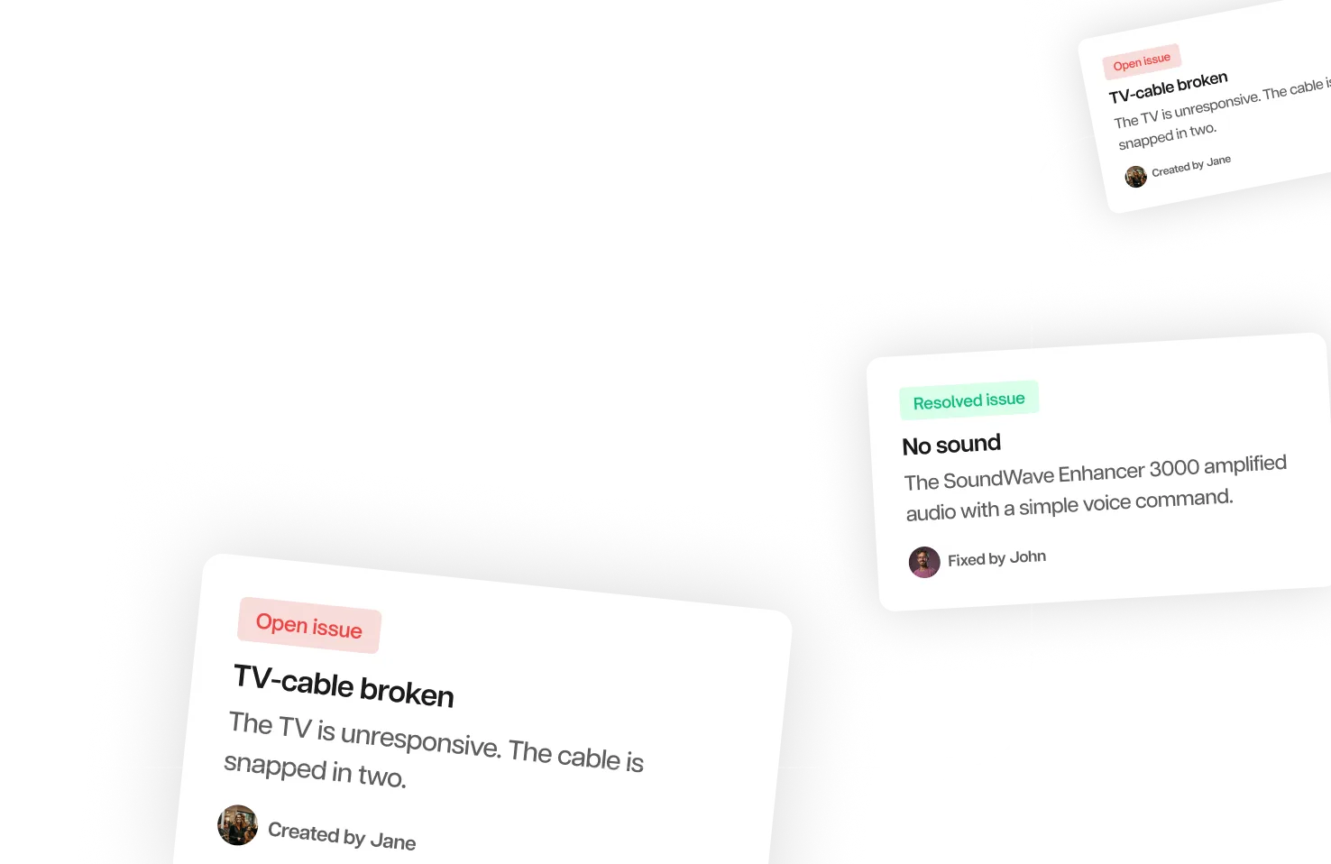 Issue cards in FixForm, open and resolved